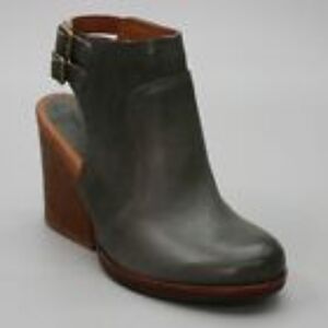 Kork-Ease Cedro Brown Gray Leather Heeled Ankle Boots Booties